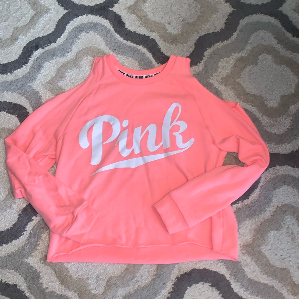 VS PINK- sz SMALL cold shoulder sweatshirt